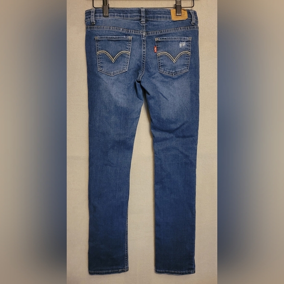 Levi's 711 Skinny Distressed Jeans with Floral Embroidery Accents. Girls Size 14 - Picture 6 of 9